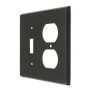 Deltana Modern Architectural 2 Gang Wall Switch Plate - 1 Duplex Outlet and 1 Single Toggle Oil Rubbed Bronze