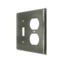 Deltana Modern Architectural 2 Gang Wall Switch Plate - 1 Duplex Outlet and 1 Single Toggle Antique Nickel