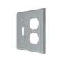Deltana Modern Architectural 2 Gang Wall Switch Plate - 1 Duplex Outlet and 1 Single Toggle Brushed Chrome
