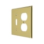 Deltana Modern Architectural 2 Gang Wall Switch Plate - 1 Duplex Outlet and 1 Single Toggle Polished Brass