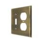 Deltana Modern Architectural 2 Gang Wall Switch Plate - 1 Duplex Outlet and 1 Single Toggle Antique Brass