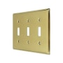 Deltana Contemporary Metal Finish 6.5" W 3 Gang Triple Toggle Switch Wall Plate Polished Brass