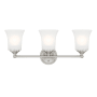 Designers Fountain Bronson 3 Light 23" Reversible Bathroom Vanity Light with Frosted Glass Shades Brushed Nickel