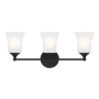 Designers Fountain Bronson 3 Light 23" Reversible Bathroom Vanity Light with Frosted Glass Shades Matte Black