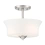Designers Fountain Bronson 2 Light 12" Wide Semi-flush Drum Ceiling Fixture Brushed Nickel