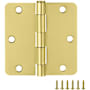 Design House 3-1/2" x 3-1/2" Butt Round Corner Surface Mount Door Hinge - Pack of 9 Satin Brass