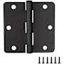 Design House 3-1/2" x 3-1/2" Butt Round Corner Surface Mount Door Hinge - Pack of 9 Matte Black