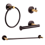 Design House Kelton Piece Bathroom Package with 24.4" Towel Bar, Robe Hook, Towel Ring, Toilet Paper Holder Matte Black/Satin Gold