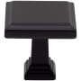 DesignPerfect Contemporary Sleek Pack of (10) 1-3/16 Inch Stepped Square Cabinet Knobs / Drawer Knobs Black