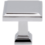 DesignPerfect Contemporary Sleek Pack of (10) 1-3/16 Inch Stepped Square Cabinet Knobs / Drawer Knobs Polished Chrome