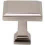 DesignPerfect Contemporary Sleek Pack of (10) 1-3/16 Inch Stepped Square Cabinet Knobs / Drawer Knobs Brushed Satin Nickel