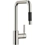 Dornbracht Meta Square 1.5 GPM Single Hole Pull Down Kitchen Faucet with Swivel Spout and Cartridge Brushed Platinum