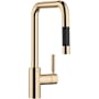 Dornbracht Meta Square 1.5 GPM Single Hole Pull Down Kitchen Faucet with Swivel Spout and Cartridge Durabrass (23KT Gold)