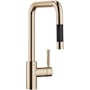 Dornbracht Meta Square 1.5 GPM Single Hole Pull Down Kitchen Faucet with Swivel Spout and Cartridge Brushed Champagne (22kt Gold)