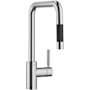 Dornbracht Meta Square 1.5 GPM Single Hole Pull Down Kitchen Faucet with Swivel Spout and Cartridge Brushed Chrome