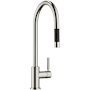 Dornbracht Tara 1.5 GPM Single Hole Pull Down Kitchen Faucet with Swivel Spout and Cartridge Brushed Platinum