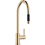 Dornbracht Tara 1.5 GPM Single Hole Pull Down Kitchen Faucet with Swivel Spout and Cartridge Durabrass (23KT Gold)