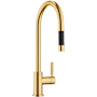 Dornbracht Tara 1.5 GPM Single Hole Pull Down Kitchen Faucet with Swivel Spout and Cartridge Brushed Durabrass (23kt Gold)