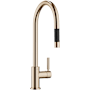 Dornbracht Tara 1.5 GPM Single Hole Pull Down Kitchen Faucet with Swivel Spout and Cartridge Brushed Champagne (22kt Gold)