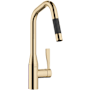 Dornbracht Sync 1.5 GPM Single Hole Pull Down Kitchen Faucet with Swivel Spout and Descaling System Durabrass (23KT Gold)