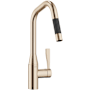 Dornbracht Sync 1.5 GPM Single Hole Pull Down Kitchen Faucet with Swivel Spout and Descaling System Brushed Champagne (22kt Gold)