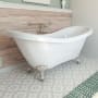 DreamLine Chesapeake 69" Free Standing Acrylic Soaking Tub with Center Drain and Overflow White / Brushed Nickel