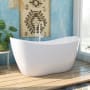 DreamLine Nile 59" Free Standing Acrylic Soaking Tub with Center Drain and Overflow White