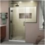 DreamLine Unidoor-X 72" High x 65-1/2" Wide Hinged Frameless Shower Door with Clear Glass Matte Black
