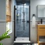 DreamLine Lumen 42" D x 42" W x 74 3/4" H Hinged Shower Door with Acrylic Base Kit Matte Black