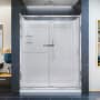 DreamLine Infinity-Z 76-3/4" High x 60" Wide Sliding Framed Shower Door with Clear Glass and 32" Deep x 60" Wide Shower Base with Center Drain Chrome
