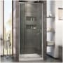 DreamLine Flex 74-3/4" H x 32" W x 32" D Hinged Frameless Shower Enclosure with Clear Glass Chrome with Biscuit Base