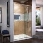 DreamLine Flex 34" D x 42" W x 74 3/4" H Semi Frameless Shower Door with Center Drain Base Kit Brushed Nickel with White Base