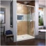 DreamLine Flex 74-3/4" H x 48" W x 36" D Hinged Frameless Shower Enclosure with Clear Glass Chrome with Biscuit Base