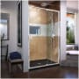 DreamLine Flex 74-3/4" H x 48" W x 36" D Hinged Frameless Shower Enclosure with Clear Glass Chrome with Black Base