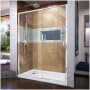 DreamLine Flex 36" D x 60" W x 74 3/4" H Semi Frameless Shower Door with Left Drain Base Kit Chrome with White Base
