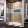 DreamLine Flex 36" D x 60" W x 74 3/4" H Semi Frameless Shower Door with Left Drain Base Kit Brushed Nickel with White Base