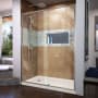DreamLine Flex 36" D x 60" W x 74 3/4" H Semi Frameless Shower Door with Left Drain Base Kit Brushed Nickel with Biscuit Base