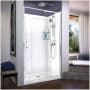 DreamLine Flex 36" D x 48" W x 76 3/4" H Semi Frameless Shower Door with Center Drain Base and Backwalls Chrome with White Base