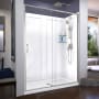 DreamLine Flex 32" D x 60" W x 76 3/4" H Semi Frameless Shower Door with Center Drain Base and Backwalls Brushed Nickel