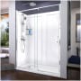 DreamLine Flex 32" D x 60" W x 76 3/4" H Semi Frameless Shower Door with Left Drain Base and Backwalls Chrome with White Base