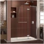 DreamLine Aqua Ultra 74-3/4" High x 60" Wide 30" Deep Hinged, Shower Screen Frameless Shower Door with Clear Glass, SlimeLine Shower Base Kit, and Right Drain Chrome with Biscuit Base