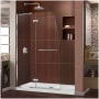 DreamLine Aqua Ultra 74-3/4" High x 60" Wide 32" Deep Hinged Frameless Shower Door with Clear Glass, SlimeLine Shower Base Kit, and Center Drain Chrome