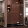 DreamLine Aqua Ultra 74-3/4" High x 60" Wide 32" Deep Hinged, Shower Screen Frameless Shower Door with Clear Glass, SlimeLine Shower Base Kit, and Right Drain Chrome with Black Base