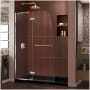 DreamLine Aqua Ultra 74-3/4" High x 60" Wide 36" Deep Hinged, Shower Screen Frameless Shower Door with Clear Glass, SlimeLine Shower Base Kit, and Left Drain Chrome with Black Base