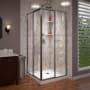 DreamLine Cornerview 74-3/4" High x 42" Wide Corner Shower Module Brushed Nickel with White Base