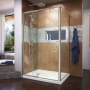 DreamLine Flex 36" D x 48" W x 74 3/4" H Semi-Frameless Pivot Shower Enclosure with Left Drain Base Kit Brushed Nickel with White Base