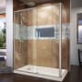 DreamLine Flex 36" D x 60" W x 74 3/4" H Semi Frameless Shower Enclosure with Left Drain Base Kit Brushed Nickel with Biscuit Base