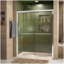 DreamLine Duet 74-3/4" High x 60" Wide 34" Deep Sliding Framed Shower Door with Clear Glass, SlimeLine Shower Base Kit, and Center Drain Chrome with Biscuit Base