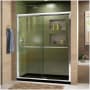 DreamLine Duet 74-3/4" High x 60" Wide 34" Deep Sliding Framed Shower Door with Clear Glass, SlimeLine Shower Base Kit, and Center Drain Chrome with Black Base