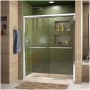 DreamLine Duet 74-3/4" High x 60" Wide 36" Deep Sliding Framed Shower Door with Clear Glass, SlimeLine Shower Base Kit, and Left Drain Chrome with Biscuit Base